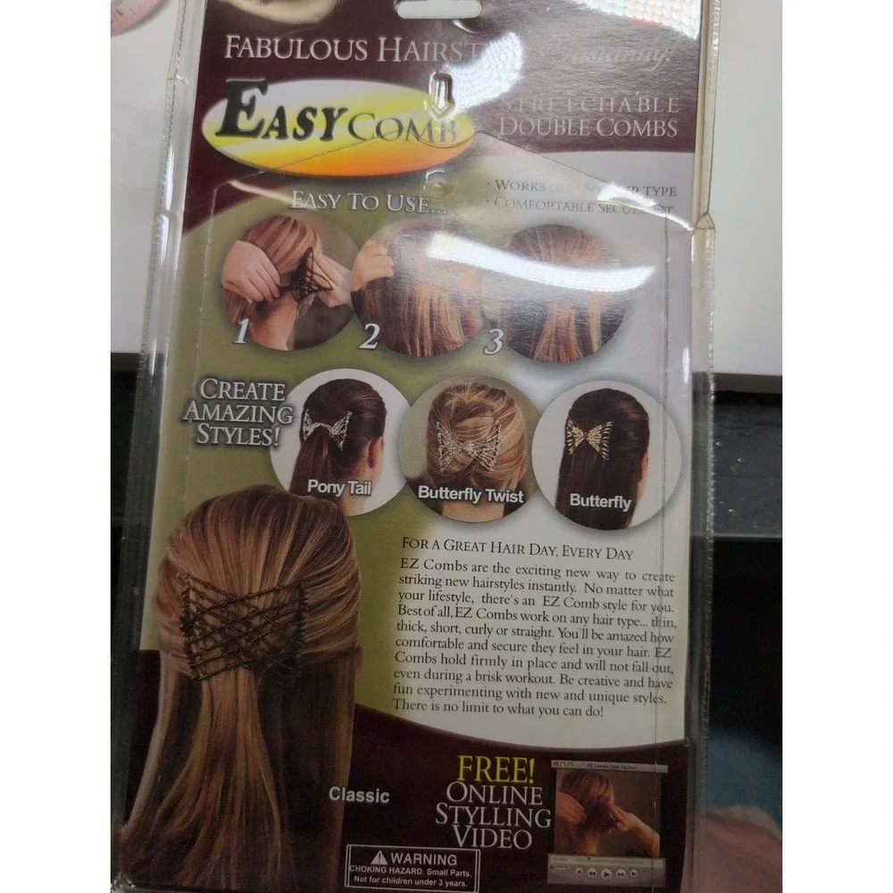 EZ Combs Fabulous Hairstyle Instantly Stretchable Double Combs As Seen On TV NEW